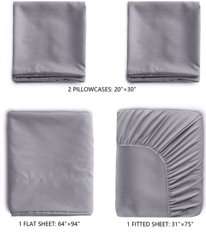 Cot Sheet Set 4 Piece for Narrow Twin RVs Bunk Camper (31" x 75")