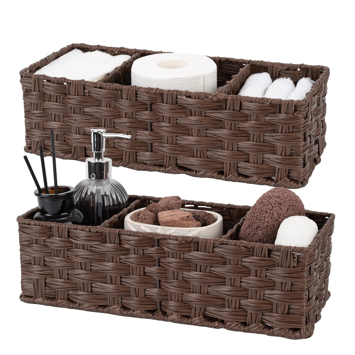 Bathroom Baskets for Organizing Shelves and Toilet Storage