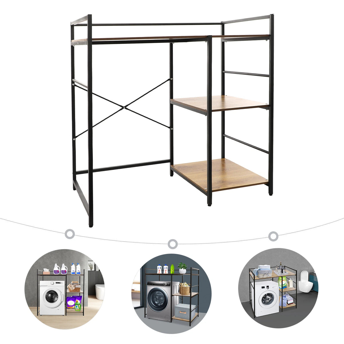 3 Tier Washing Machine Storage Rack for Bathroom Washer Dryer