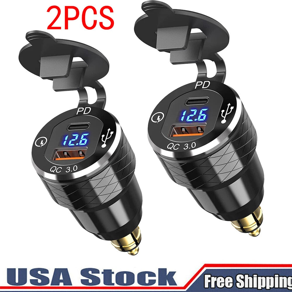 2Pcs Dual USB Charger for BMW Motorcycle (Hella DIN Plug Socket)