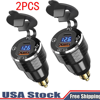 2Pcs Dual USB Charger for BMW Motorcycle (Hella DIN Plug Socket)