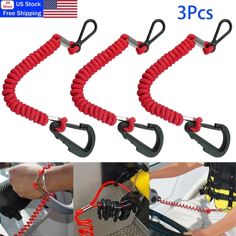 3PCS Boat Kill Switch Safety Lanyard for Mercruiser Mercury Outboard (15920A54, 15920T54, 15920Q54, 86352, 8M0092849)