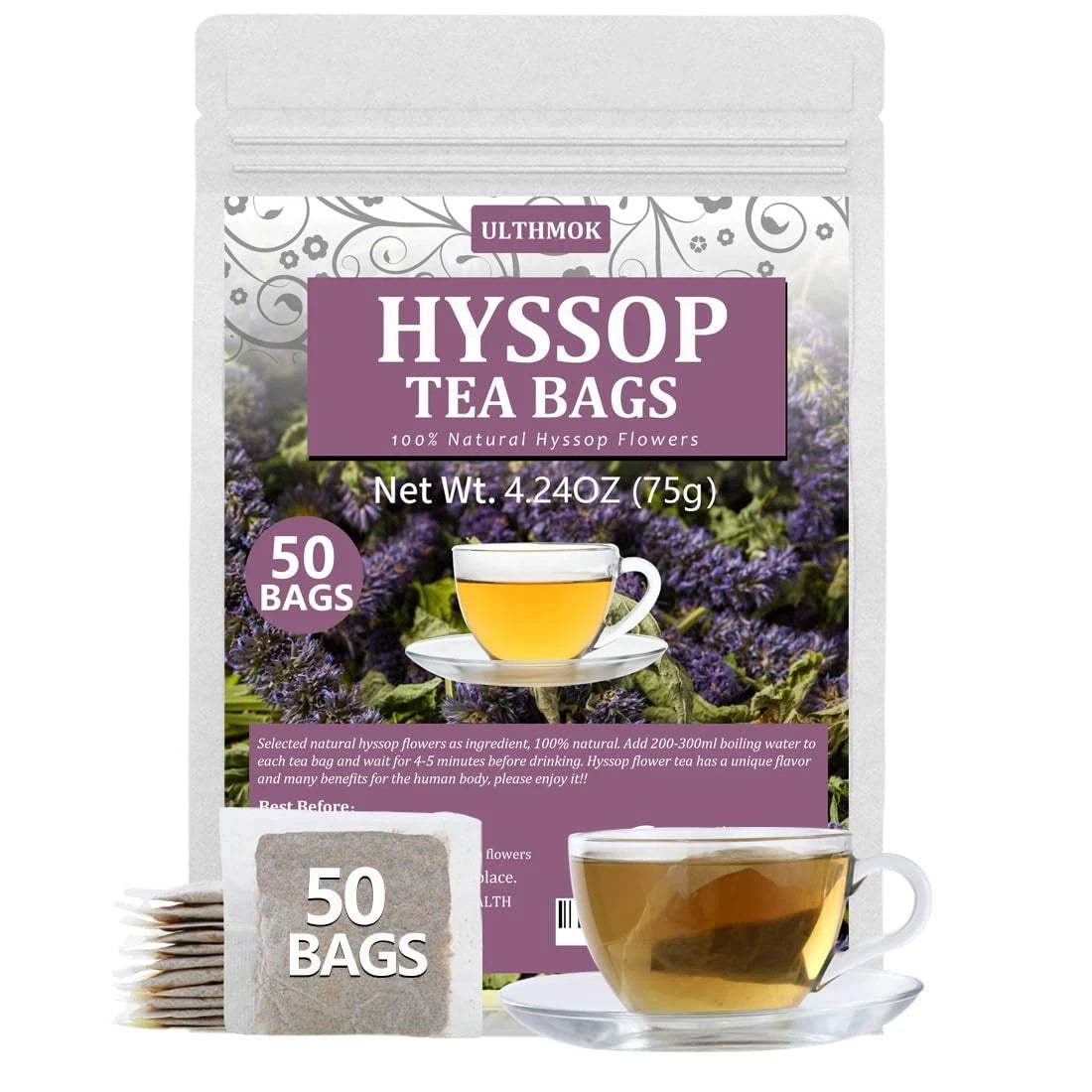 50 Hyssop Tea Bags for Natural Wellness (Pack of 1)