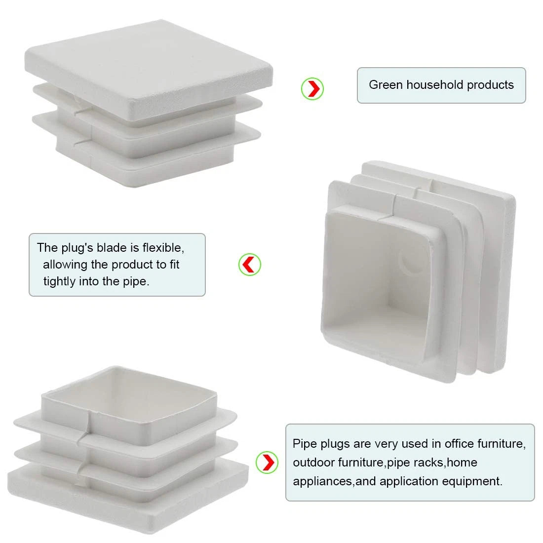 12X 38mm Square White Plastic for Automotive Use