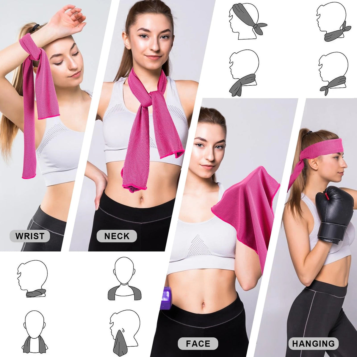 4 Pack Cooling Towel (40"x12") - Soft Breathable Ice Towel