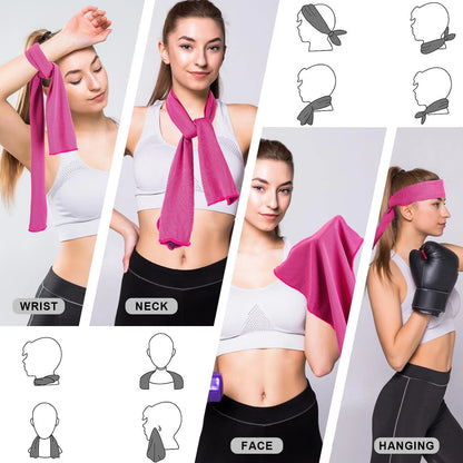 4 Pack Cooling Towel (40"x12") - Soft Breathable Ice Towel
