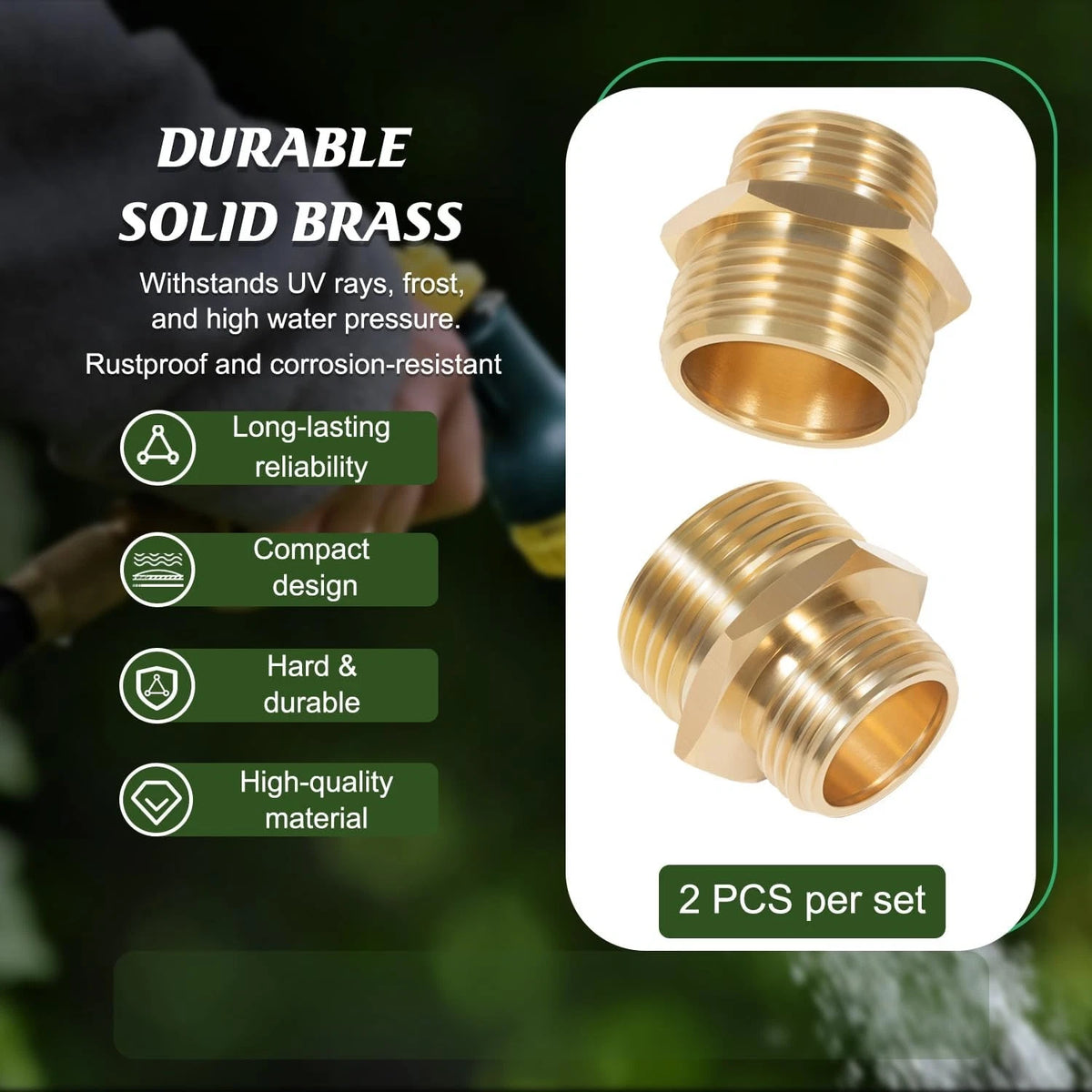 3/4" GHT Male to 1" NPT Male Brass Adapter for Garden Hose Connector