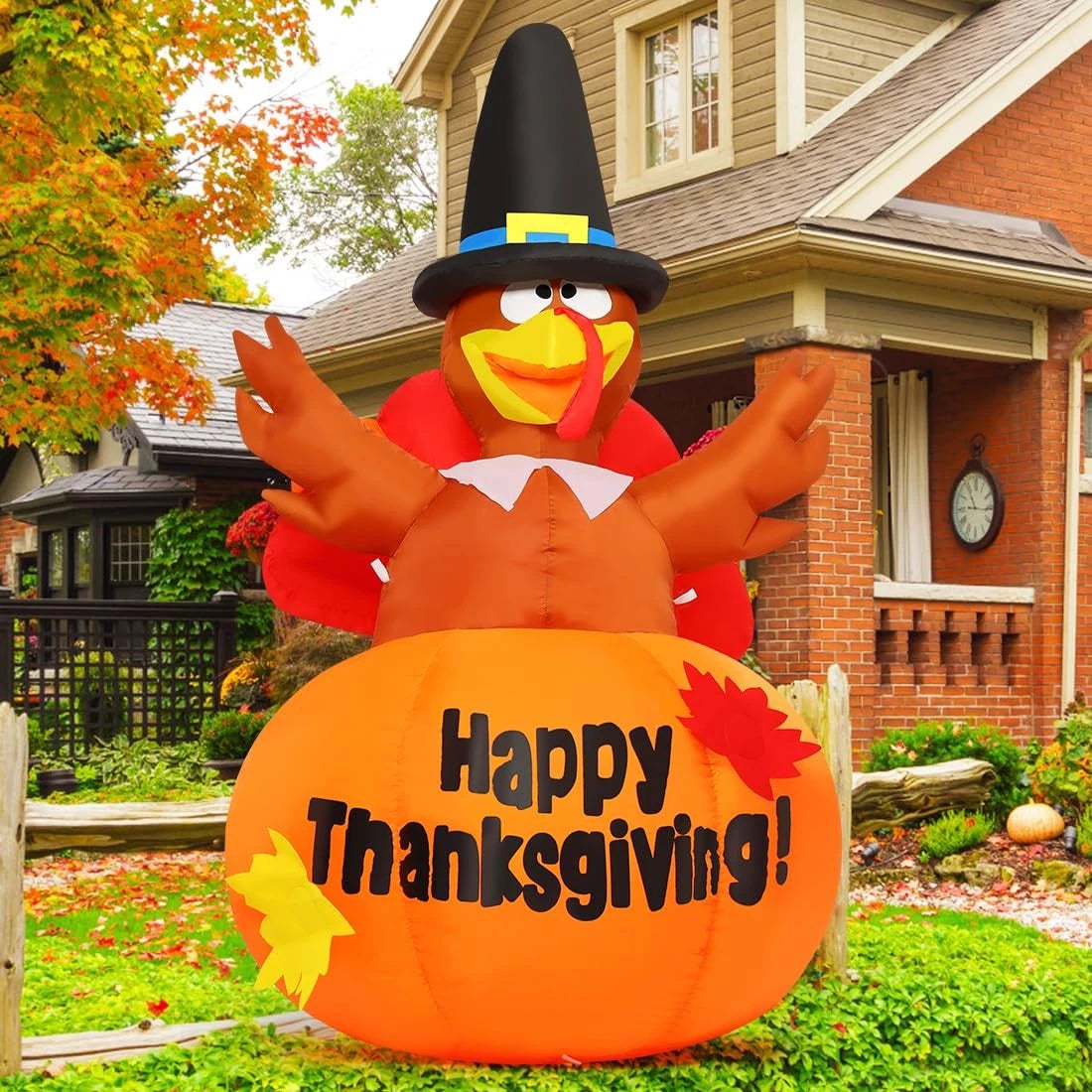 6 Ft Thanksgiving Turkey Inflatable Yard Decoration