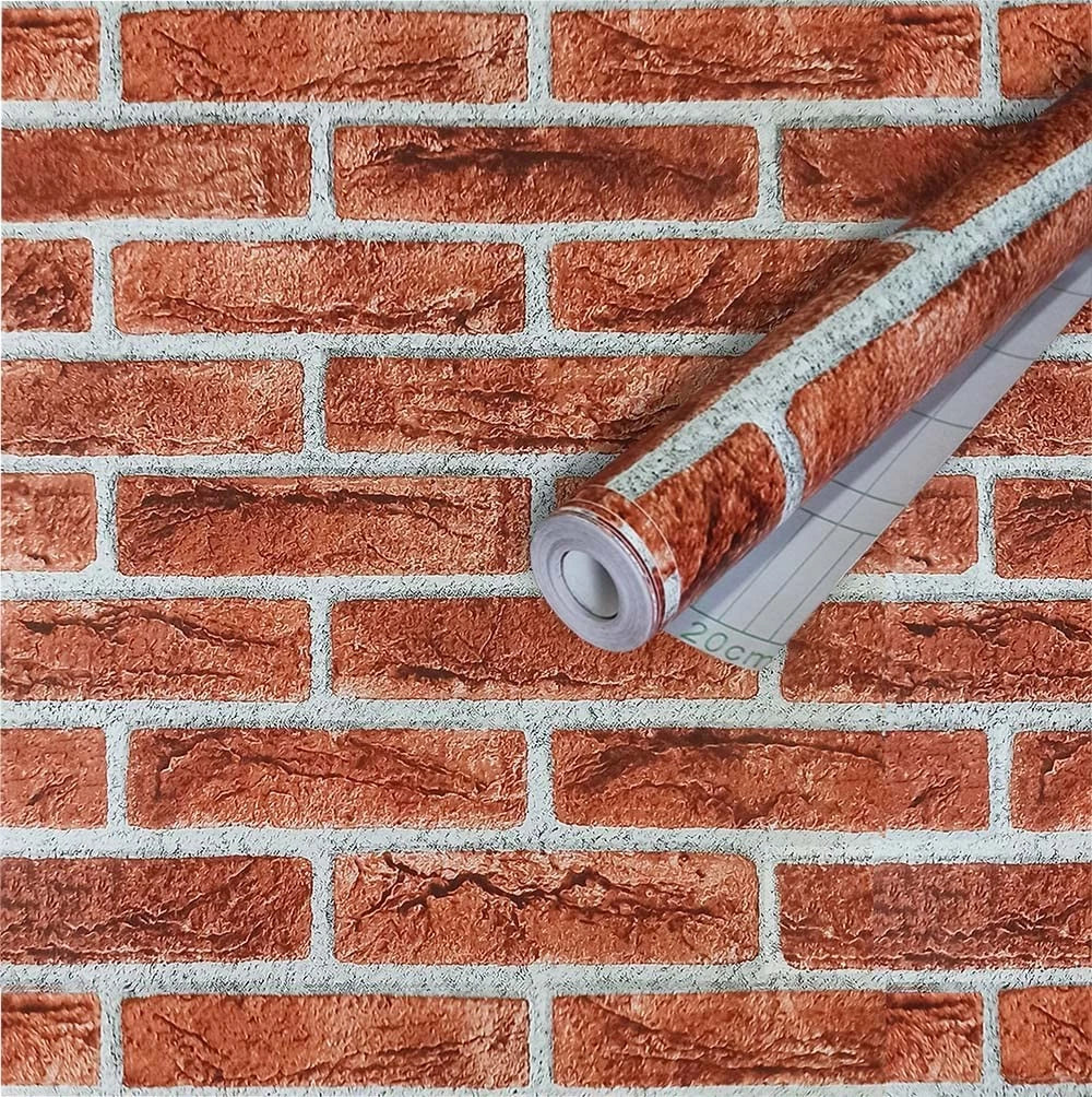 Peel and Stick Faux Brick Wallpaper for Home Decor (Removable 17.7" x 118")