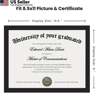 Certificate Frame for 8.5x11 Black Clear Plexiglass