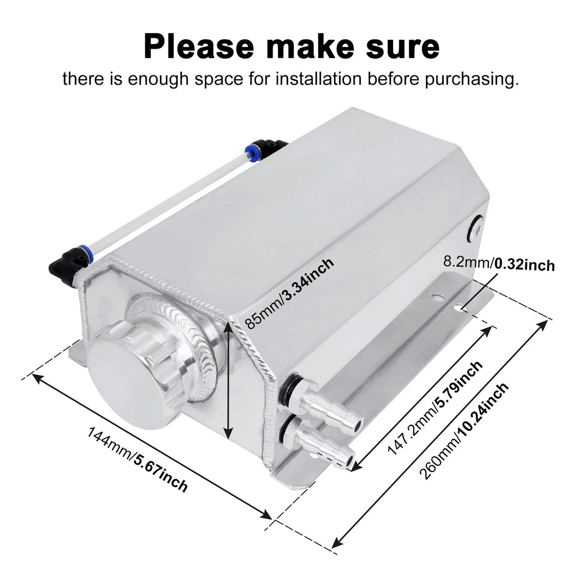 2L Aluminum Coolant Overflow Tank for