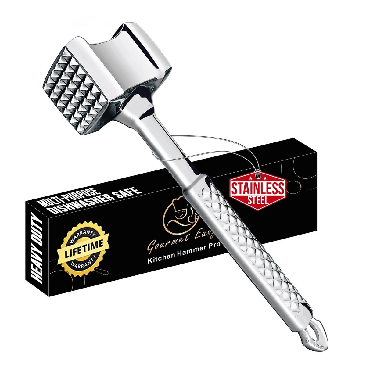 Stainless Steel Meat Tenderizer Tool for Universal Use (11x3x2 inches)