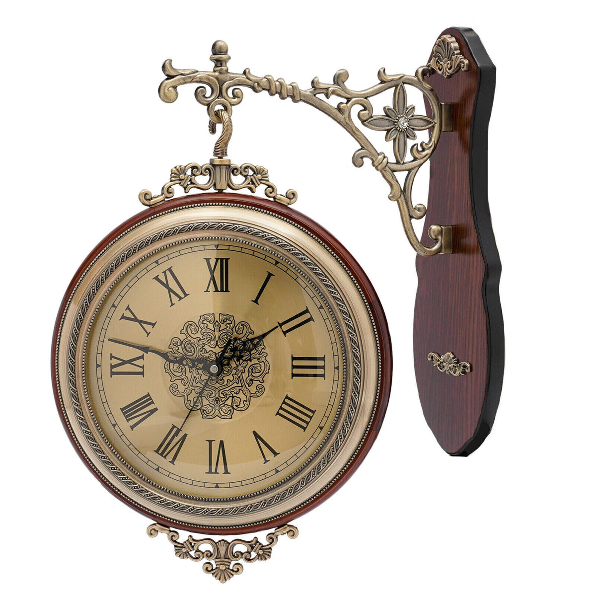12" Double Sided Antique Style Wall Clock for Home Decor