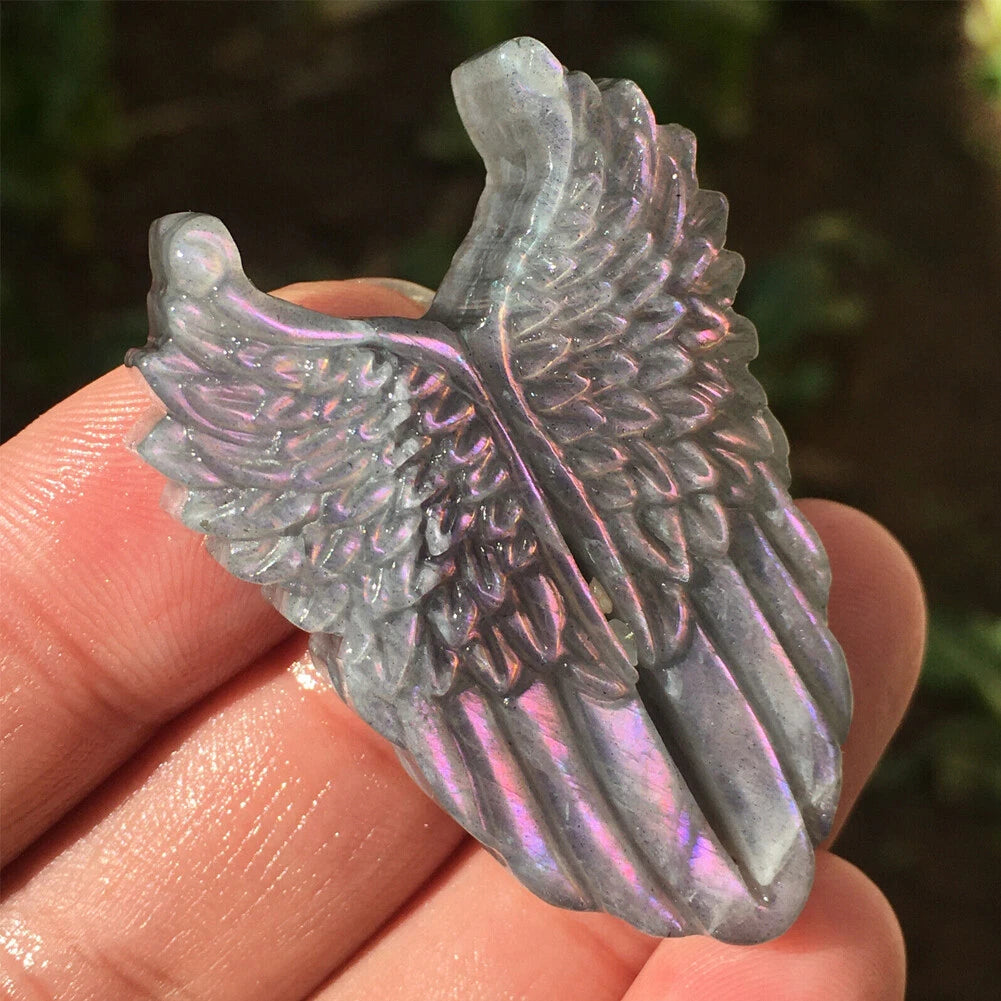 Natural Purple Labradorite Quartz Wing Crystal for Reiki Healing (1pc)