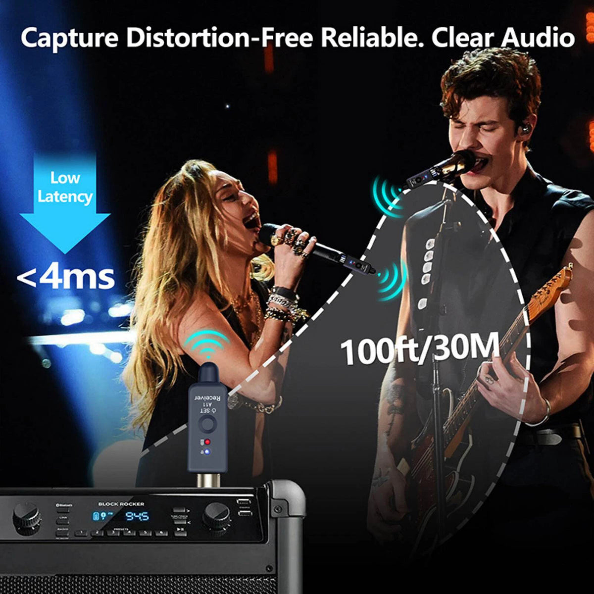 Set of 1 Wireless Microphone Transmitter & Receiver UHF XLR Adapter