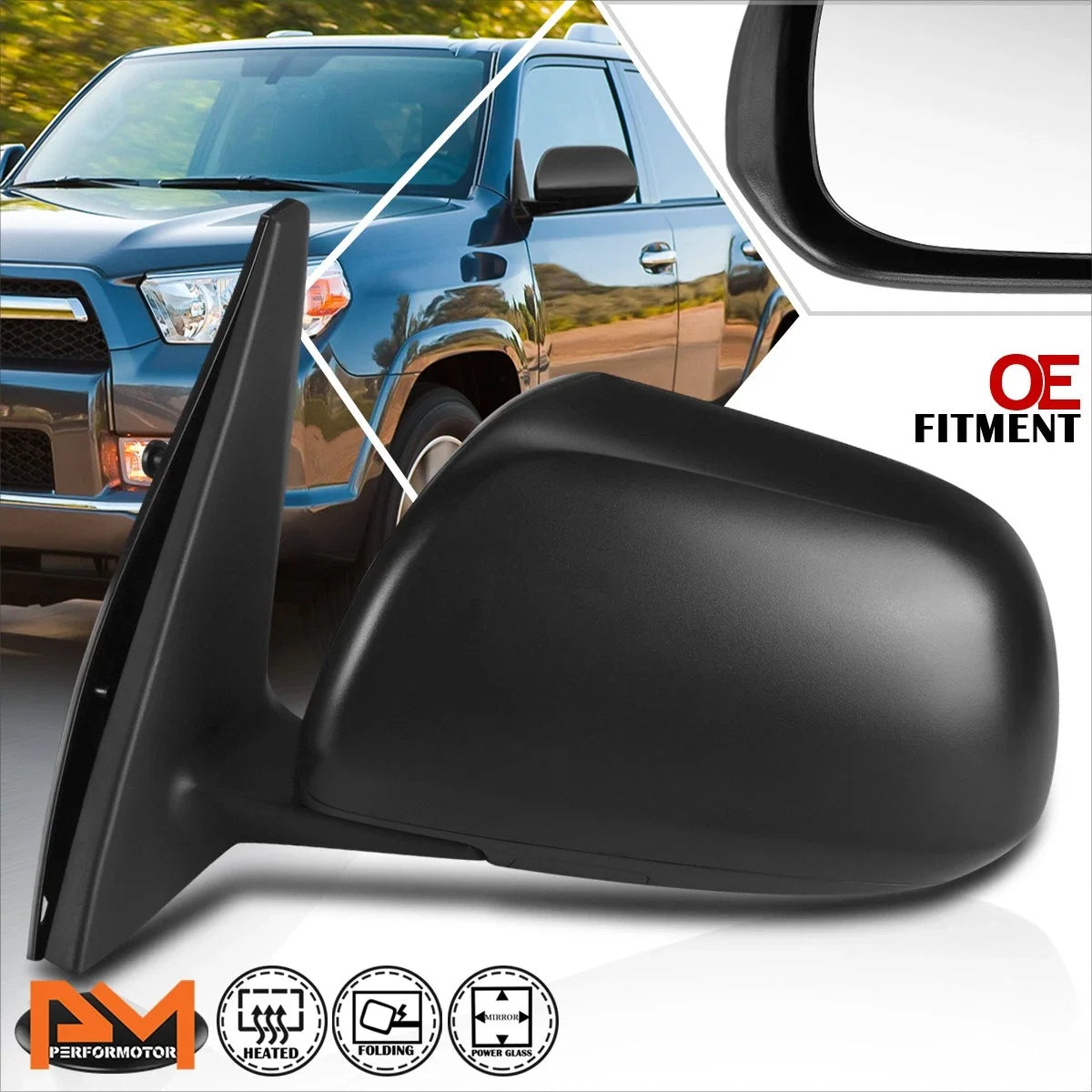 Replacement Side View Door Mirror - Heated for 2010-2013 4Runner