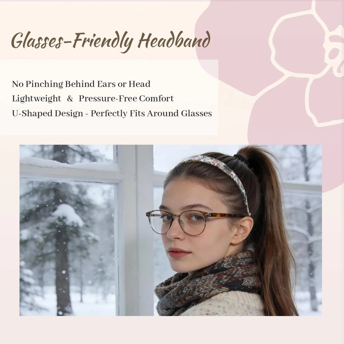 Non-Slip Acetate Headbands for Women - Set of 4, Eyewear-Friendly