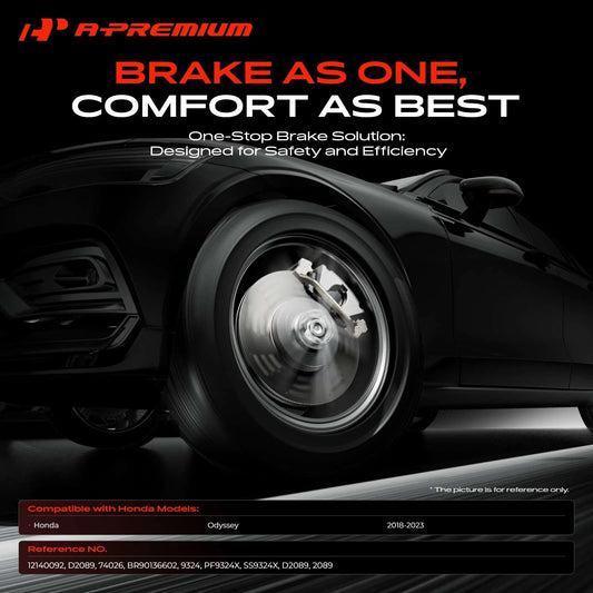 Set of 2 Front Disc Brake Rotors & Ceramic Pads for Honda Odyssey (2018–2023) - 74026, BR90136602, PF9324X