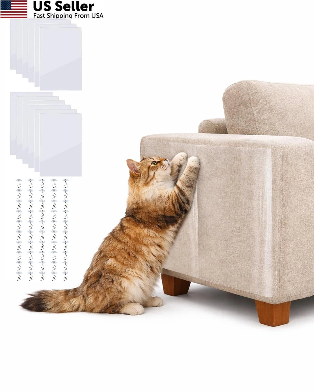 12-Pack Cat Scratch Furniture Protector - Transparent