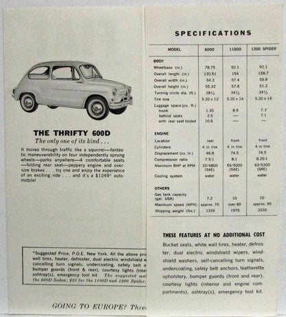 Set of 4 Economy Sales Folders for Fiat (1963)