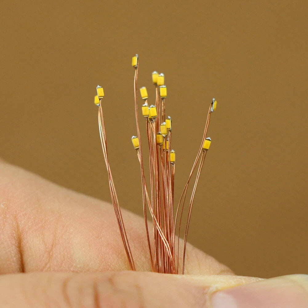 50PC Pre Wired Yellow #0603 SMD LEDs Lighting Kits for Custom Applications