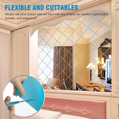 Mirror Reflective Wall Stickers for Kitchen Decor (Self-Adhesive)