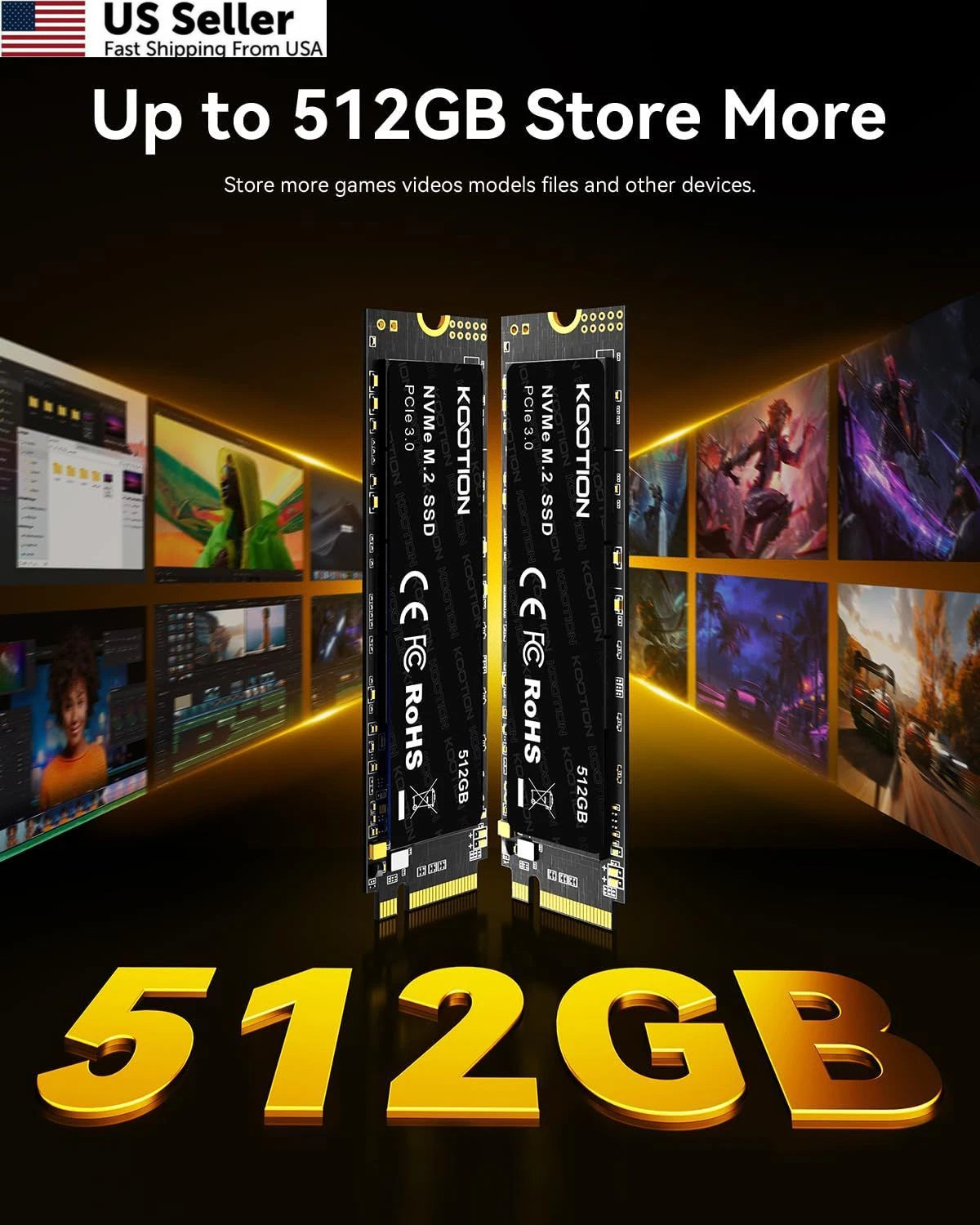 512GB PCIe 3.0 M.2 Internal Solid State Drive (500GB, 512GB)
