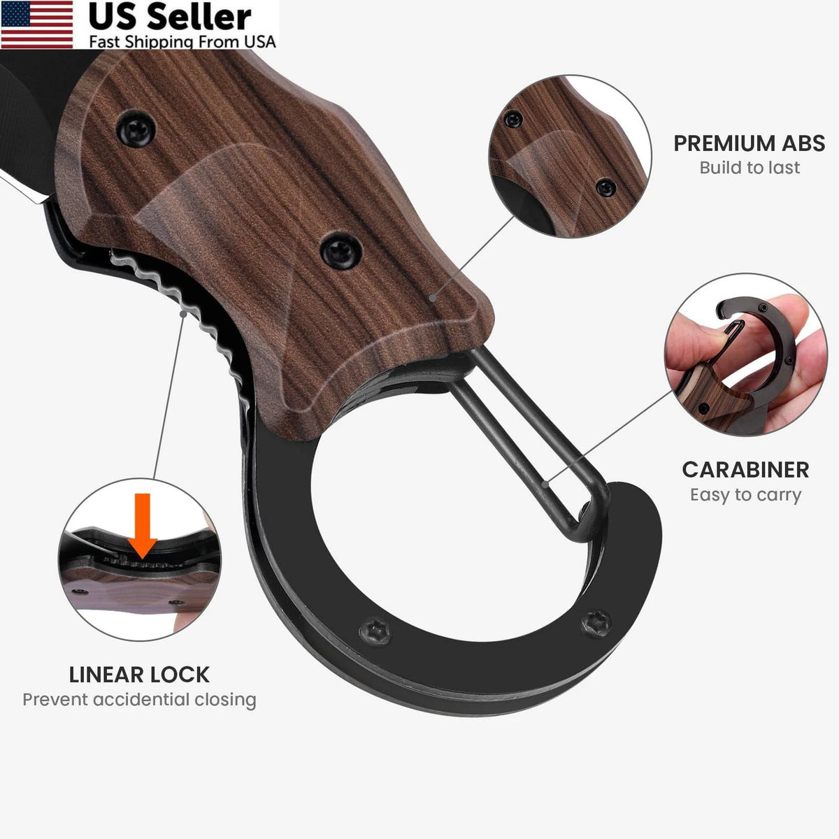Small Pocket Knife for Men - Cool Box Cutter with Wood Grain
