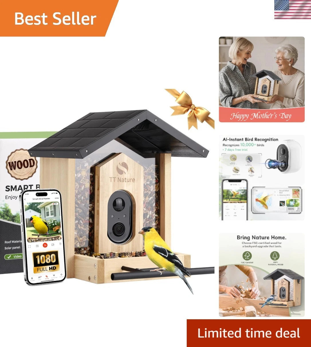 Solar Bird Feeder with Camera and Night Vision for Birdwatchers