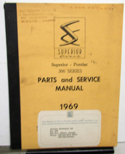 Parts & Service Manual for 1969 Pontiac 300 Series Hearse Ambulance