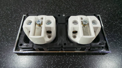 2X 240V 3-Pin Socket with Chrome Facia for Motorhome Caravan Boat