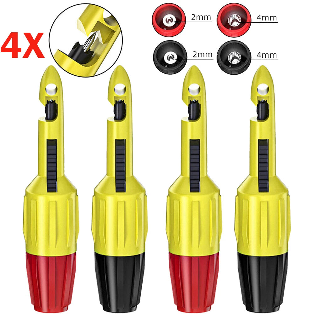 Set of 4 Wire Piercing Puncture Probe Test Clips with 2mm/4mm Jack