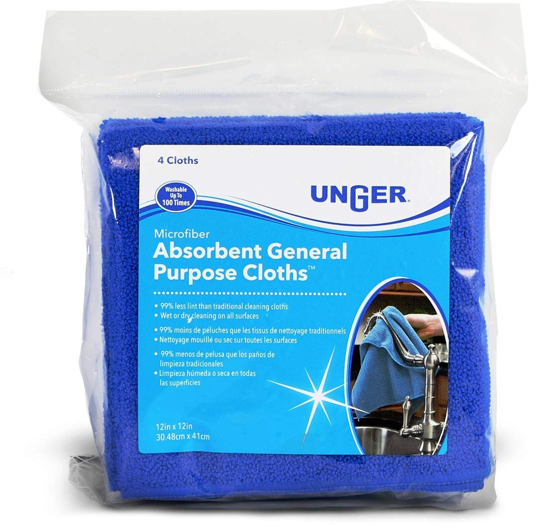 Set of 4 Microfiber Cloths for Unger 12” All-Purpose (4 Pack)
