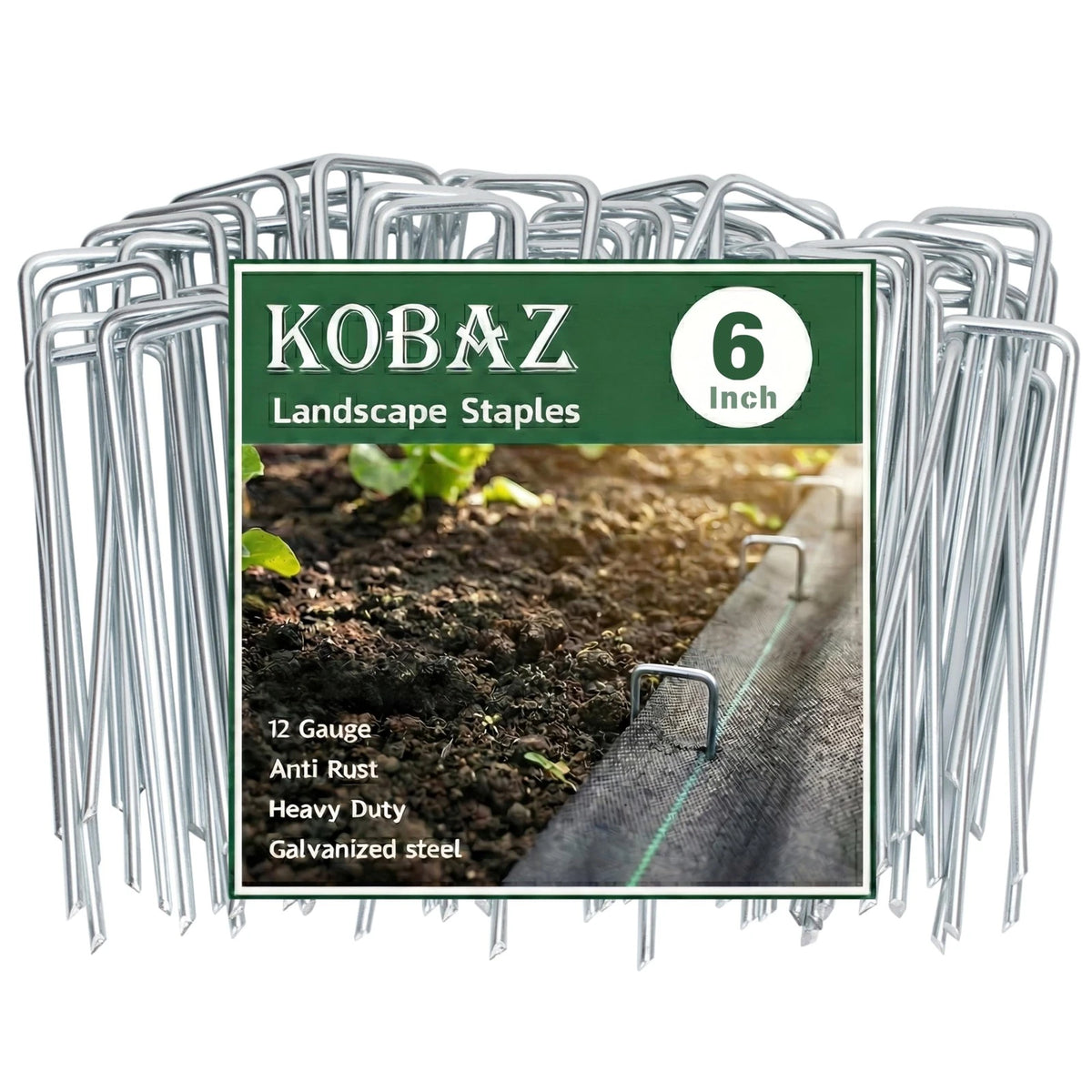 25 Pack of 6 Inch Galvanized Landscape Staples for Gardening