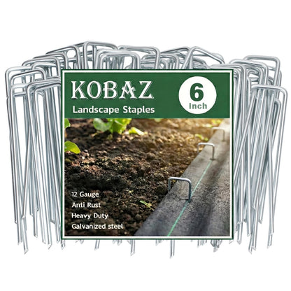 25 Pack of 6 Inch Galvanized Landscape Staples for Gardening