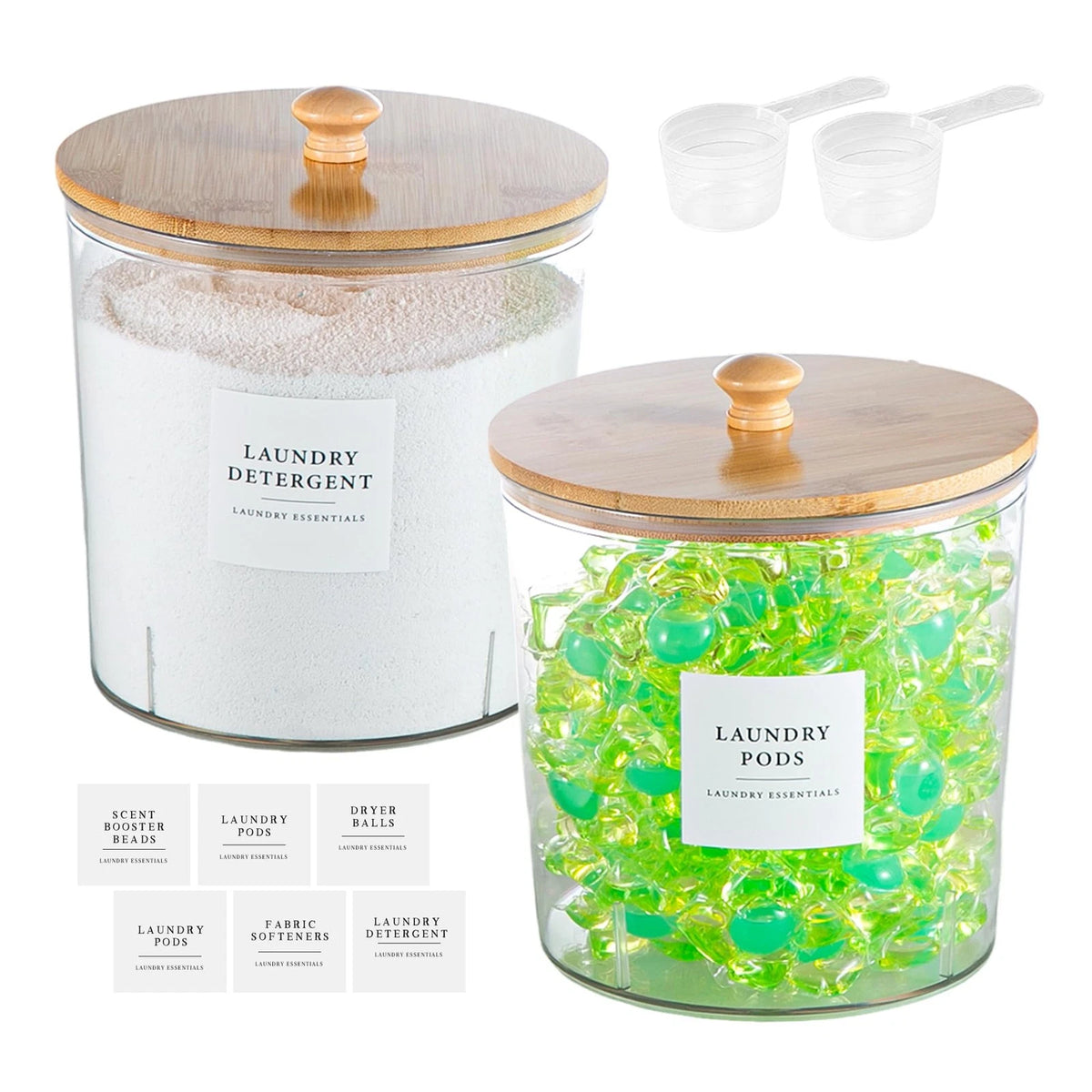 2X Round Acrylic Laundry Pod Storage Containers for Home Organization