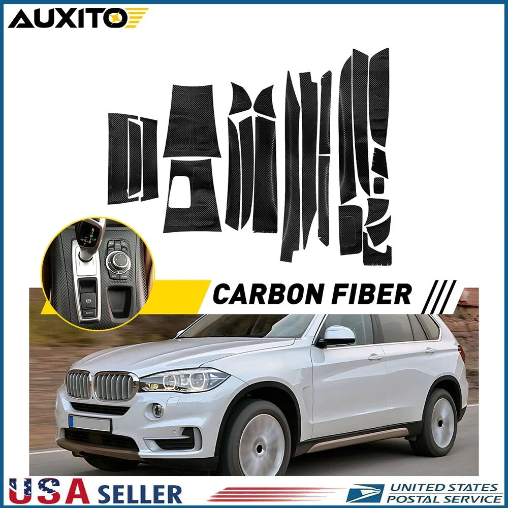 Interior Trim Decals in 3D Matte Carbon Fiber for BMW X5 E70 & X6 E71 2008-2014