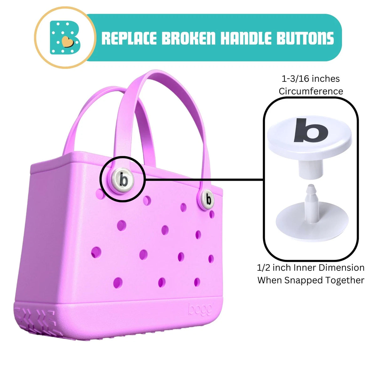 4-Pack Replacement Buttons for Bogg Bag Handle Strap