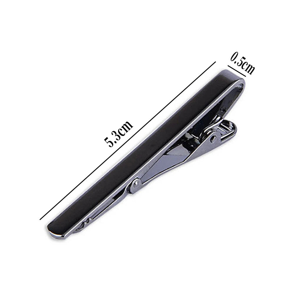 5Pcs Stainless Steel Tie Clip Set - Gold, Black, Silver
