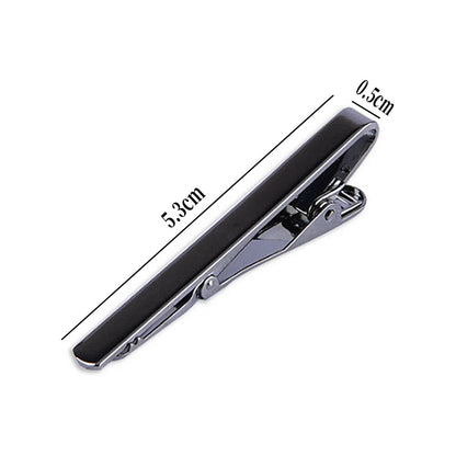 5Pcs Stainless Steel Tie Clip Set - Gold, Black, Silver