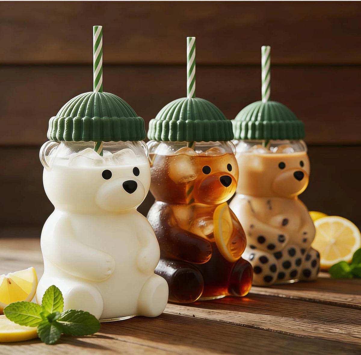 20oz Eco-Friendly Bear Straw Glass Cup for All Models