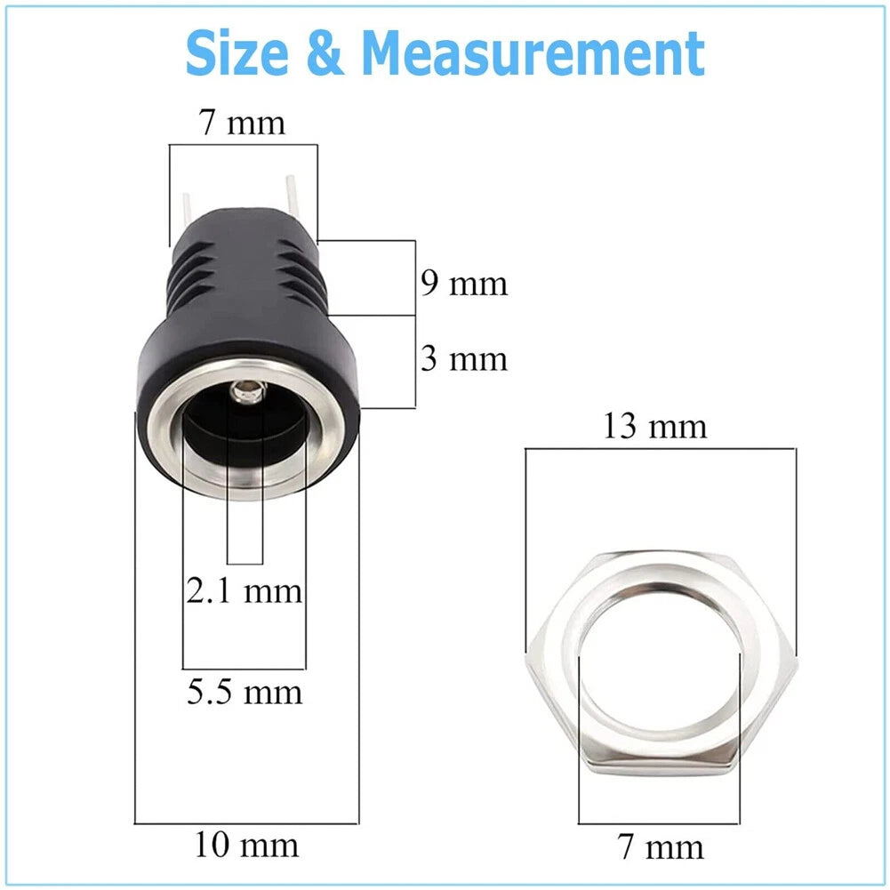 20X Male Barrel Jack Plug Female Socket Panel Mount DC 12V Power Connectors