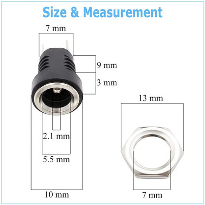 20X Male Barrel Jack Plug Female Socket Panel Mount DC 12V Power Connectors
