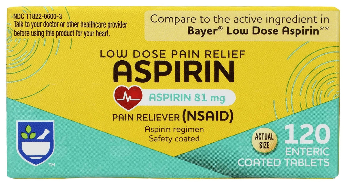 Aspirin Enteric Tablets 81 mg for Rite Aid (120 Count)