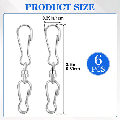 6 Pcs Silver Swivel Hook for Wind Chime Parts (360 Smooth Spinning)