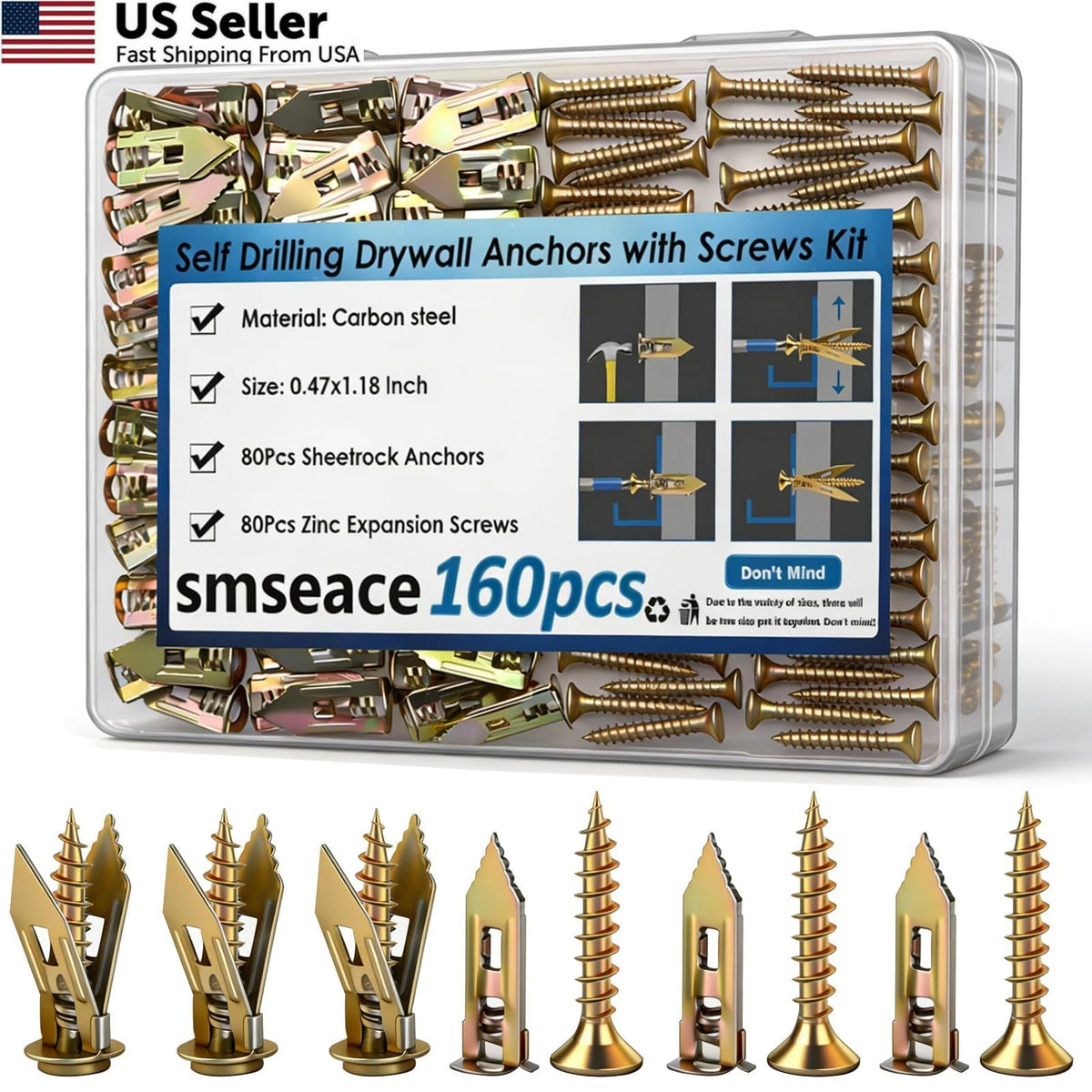 160Pcs Self Drilling Drywall Screws for Various Applications