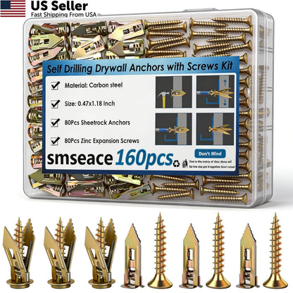 160Pcs Self Drilling Drywall Screws for Various Applications