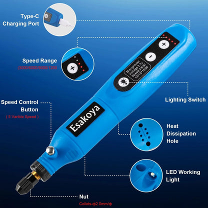 Cordless Rotary Tool Multi-Purpose Power Kit with 75 Blue