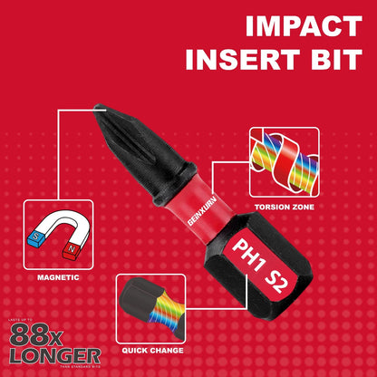 19-Piece Impact Tough Phillips Bits Set for Insert Driver