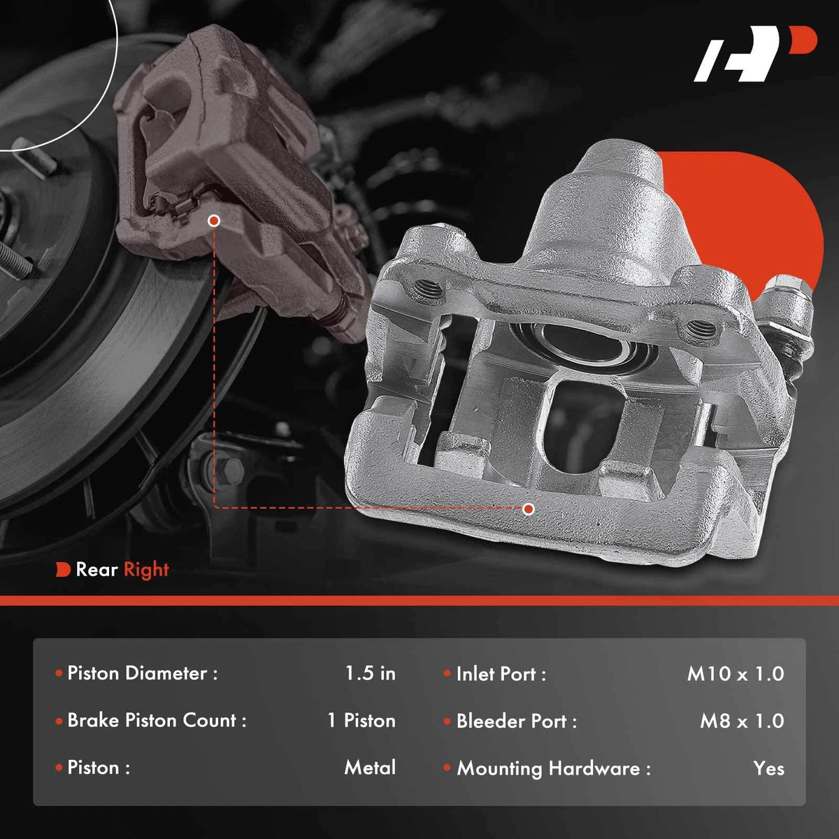 A-Premium Rear Brake Caliper with Bracket for Honda Odyssey (2002–2004) 43018S0XA00, 19-B2676